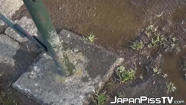 Wild Japanese schoolgirls caught urinating in public