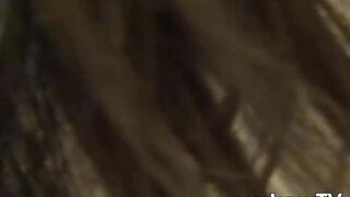 Japanese chick in traditional Asian outfit slobbers on dick