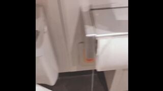 Public toilet solo play —  intense cumshot —  dirty cumshot